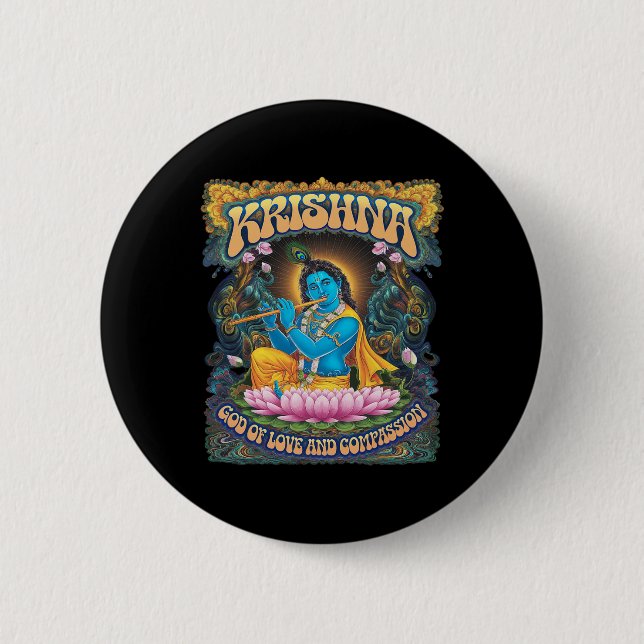 Krishna Hinduism  6 Cm Round Badge (Front)