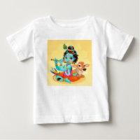 Krishna Indian God playing flute illustration