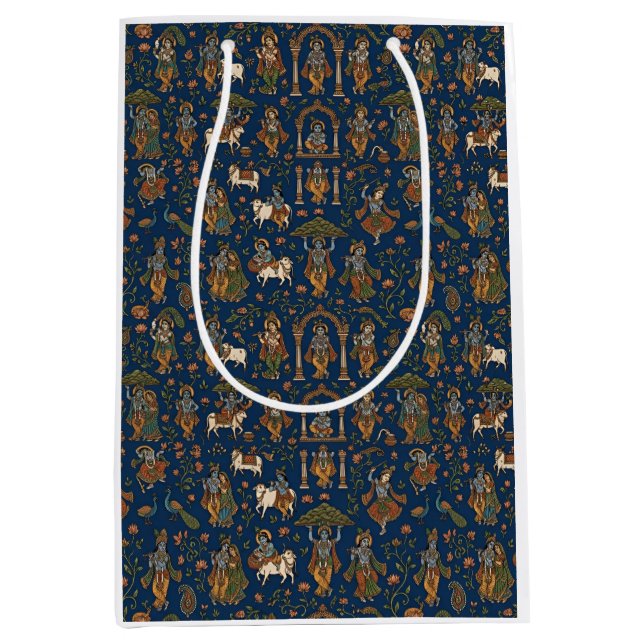 Krishna Pattern Medium Gift Bag (Front)
