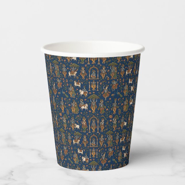Krishna Pattern Paper Cups (Back)