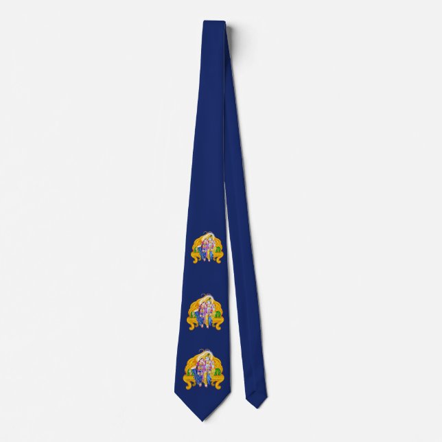 Krishna Radha Vigneshwara Psychedelic Hinduism Tie (Front)