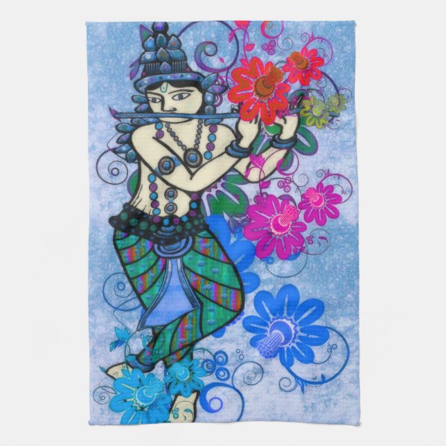 Krishna Rising Tea Towel (Vertical)