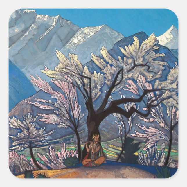 “Krishna - Spring in Kulu” by Nicholas Roerich Square Sticker (Front)