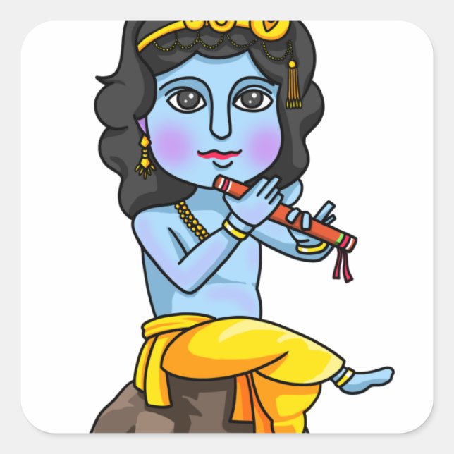 Krishna Square Sticker (Front)