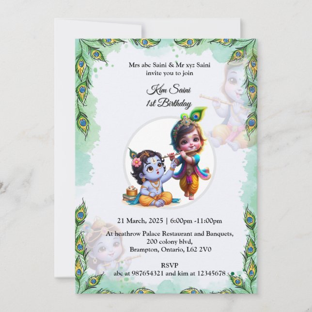 KRISHNA THEME BIRTHDAY INVITATION (Front)