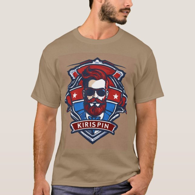 Krispin - Barber Shop Themed Logo and Headline  T-Shirt (Front)