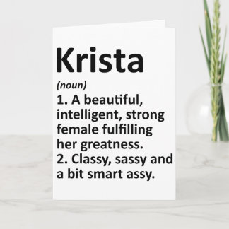 Krista Definition Personalised Name Funny Christma Card