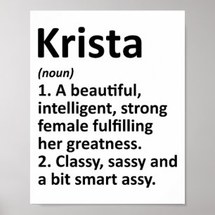 Krista Definition Personalised Name Funny Christma Poster