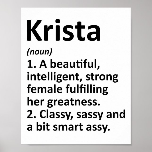 Krista Definition Personalised Name Funny Christma Poster (Front)
