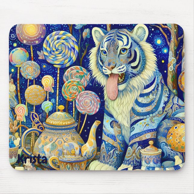 KRISTA ~ Paisley Tiger ~ tea party  ~ Mousepad (Front)