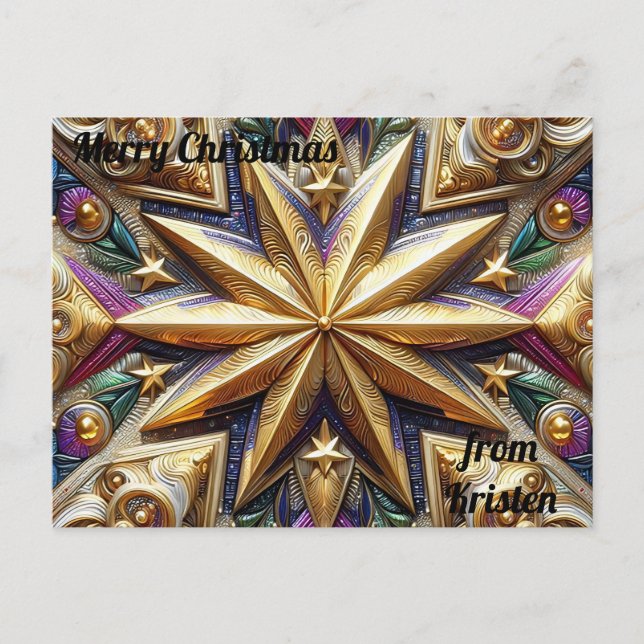 KRISTEN ~ CHRISTMAS ~ 3D star pattern ~ Postcard (Front)