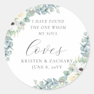 Kristen Floral Greenery Christian Wedding Favour Classic Round Sticker