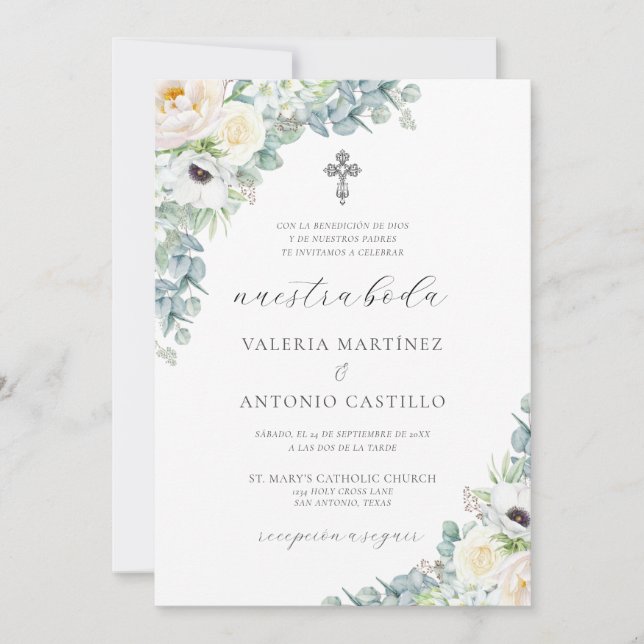 Kristen Invitación de Boda Católica Wedding Invitation (Front)