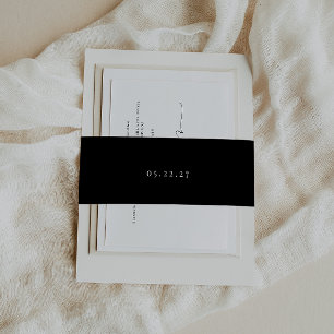 KRISTEN Minimalist Black Invitation Belly Band