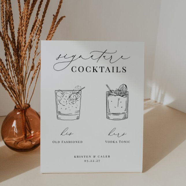 KRISTEN Minimalist Wedding Signature Cocktails Pedestal Sign (Creator Uploaded)