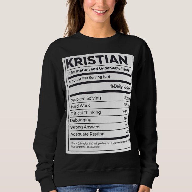 Kristian Nutrition Information Problem Solving Har Sweatshirt (Front)