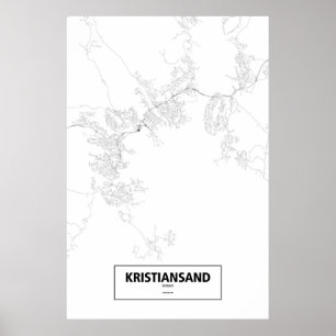 Kristiansand, Norway (black on white) Poster