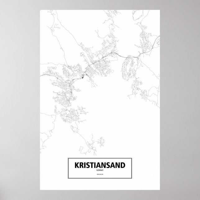 Kristiansand, Norway (black on white) Poster (Front)