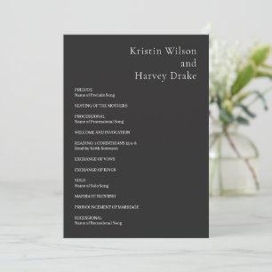 Kristin Charcoal Modern Wedding Programme