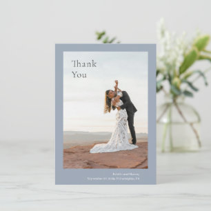 Kristin Dusty Blue Modern Wedding Thank You Card