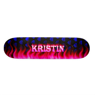 Kristin skateboard pink fire and flames design.