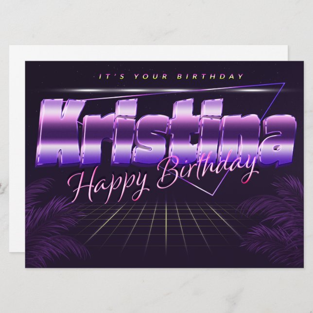 Kristina name first name lilac retro card birthday (Front/Back)