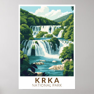 Krka National Park Croatia Illustration Travel Art Poster
