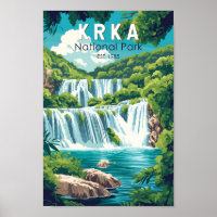 Krka National Park Croatia Travel Art Vintage
