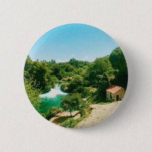 Krka Waterfall, Krka National Park, Croatia 6 Cm Round Badge