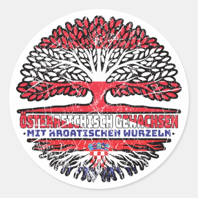 Kroatien Kroatisch Österreichisch Österreich Baum Classic Round Sticker (Front)