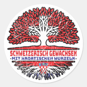 Kroatien Kroatisch Schweizer Schweiz Baum Wurzel Classic Round Sticker
