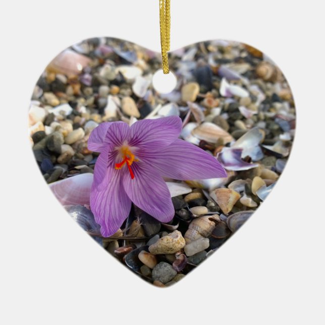 Krokus Heart Ceramic Ornament (Front)