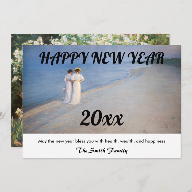 Kroyer - Happy New Year and Skagen Beach Holiday Card (Front/Back)