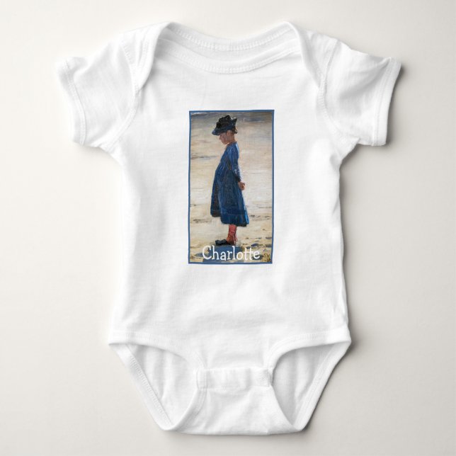 Kroyer - Little Girl standing on Skagen Beach Baby Bodysuit (Front)