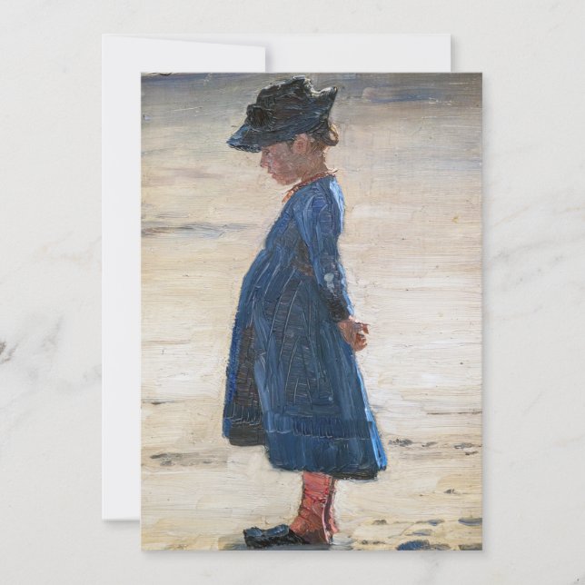 Kroyer - Little Girl standing on Skagen Beach Invitation (Front)