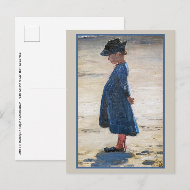 Kroyer - Little Girl standing on Skagen Beach Postcard (Front/Back)