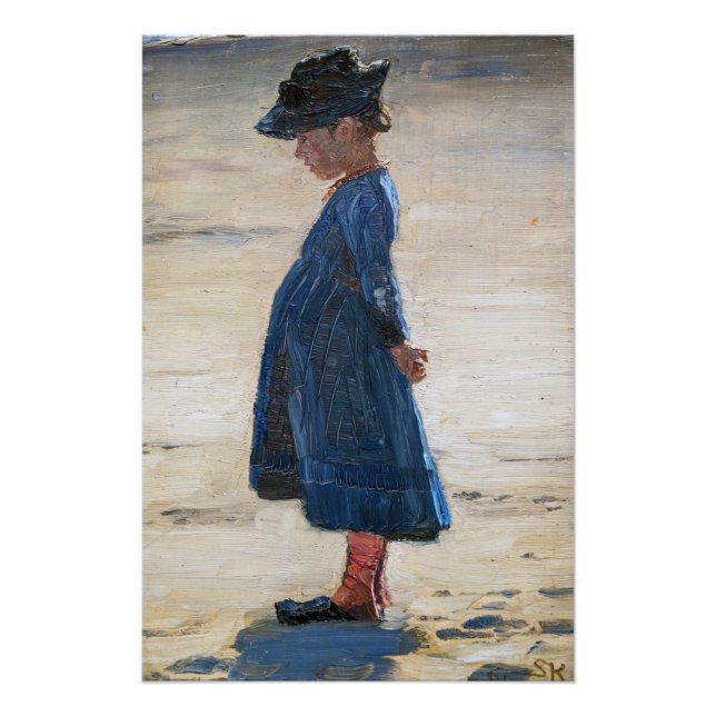 Kroyer - Little Girl standing on Skagen Beach Poster (Front)
