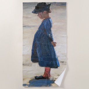 Kroyer - Little Girl standing on Skagen Beach Towel