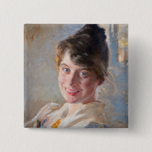 Kroyer - Portrait of the Artist’s Wife Marie 15 Cm Square Badge (Front)