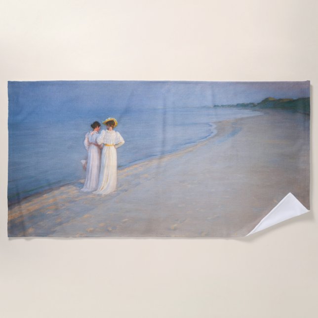 Kroyer - Summer Evening on Skagen Beach Beach Towel (Front)