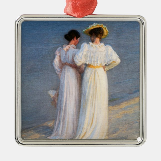 Kroyer - Summer Evening on Skagen Beach Closeup Metal Tree Decoration (Front)