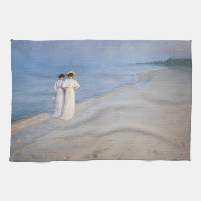 Kroyer - Summer Evening on Skagen Beach Tea Towel (Horizontal)