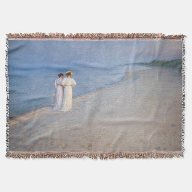 Kroyer - Summer Evening on Skagen Beach Throw Blanket (Front)