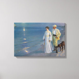 Kroyer - The Artist and his Wife on the Beach Canvas Print