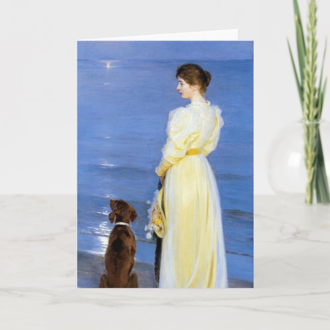 Kroyer - The Artist's Wife and Dog by the Shore Card (Front)