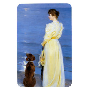 Kroyer - The Artist's Wife and Dog by the Shore Magnet
