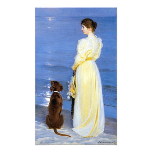 Kroyer - The Artist's Wife and Dog by the Shore Photo Print (Front)
