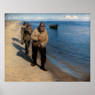 Kroyer - Three Fishermen Pulling a Boat Poster
