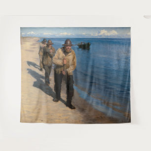 Kroyer - Three Fishermen Pulling a Boat Tapestry