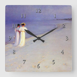Kroyer's "Summer Afternoon on Skagen Beach" Square Wall Clock